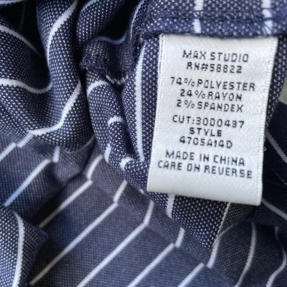 Women's Max Studio Pleated Mini Skirt, Elastic Waist, Blue & White Stripes, Sz S - Picture 4 of 5